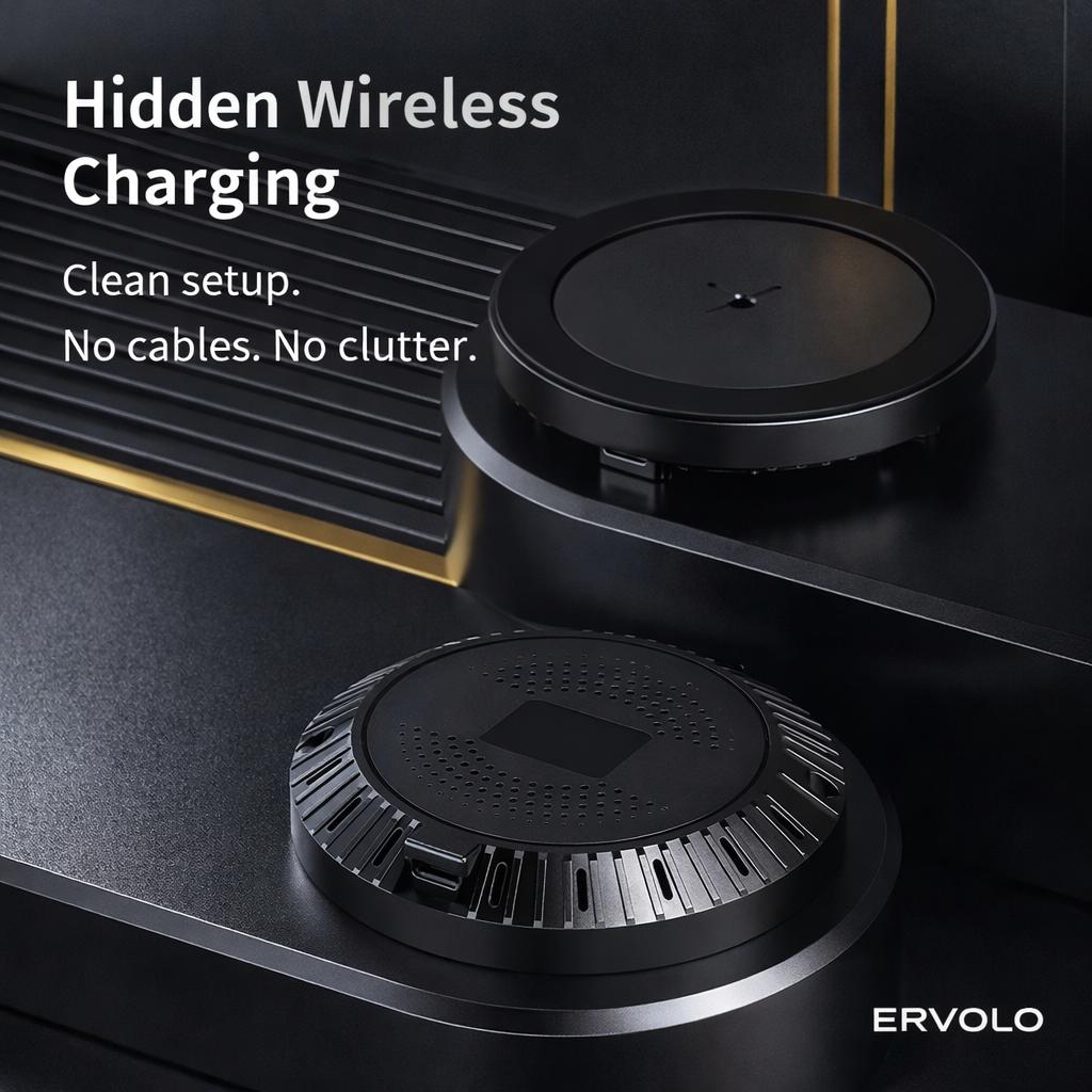 ERVŌLO™ Invisible Wireless Charger – Charge Through Your Desk (40mm)