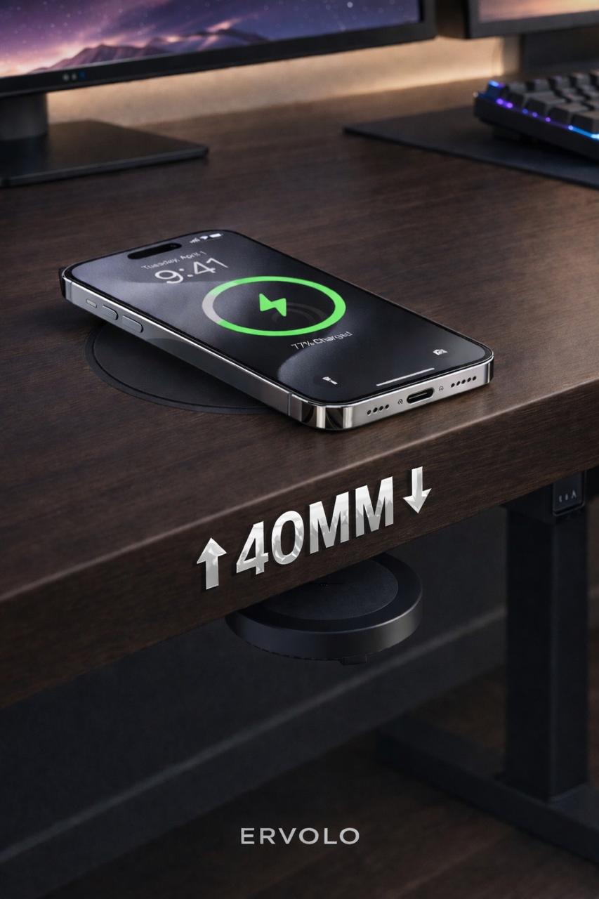 ERVŌLO™ Invisible Wireless Charger – Charge Through Your Desk (40mm)